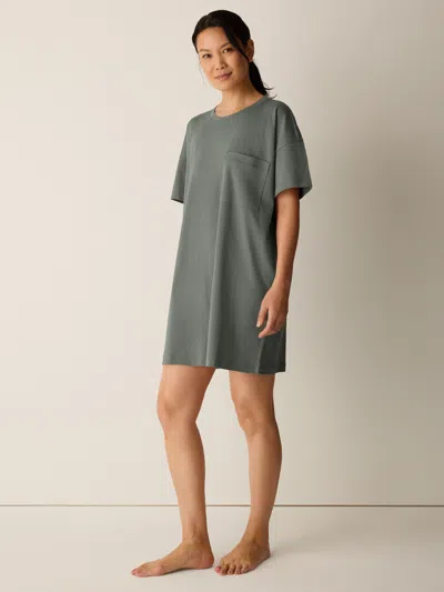 Eileen Fisher Organic Cotton Interlock Crew Neck Sleep Dress In Gray