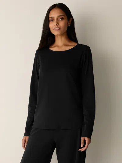 Eileen Fisher Organic Cotton Interlock Crew Neck Sleep Top In Black