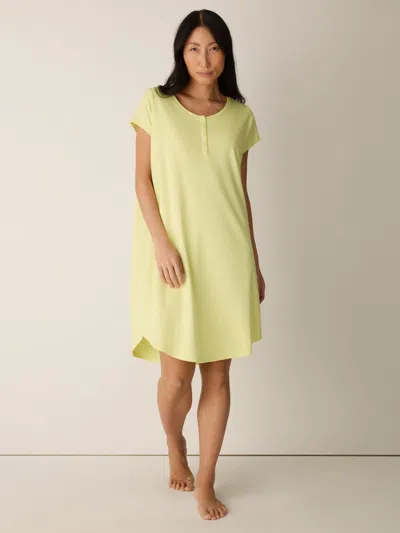 Eileen Fisher Organic Cotton Interlock Henley Sleep Dress In Yellow