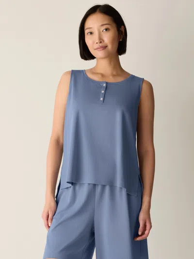 Eileen Fisher Organic Cotton Interlock Henley Sleep Tank In Haze