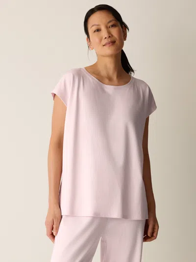 Eileen Fisher Organic Cotton Interlock Jewel Neck Sleep Tee In Pink