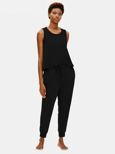Eileen Fisher Organic Cotton Interlock Jogger Sleep Pant In Black