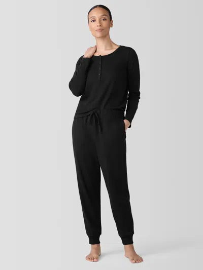 Eileen Fisher Organic Cotton Interlock Jogger Sleep Pant In Black