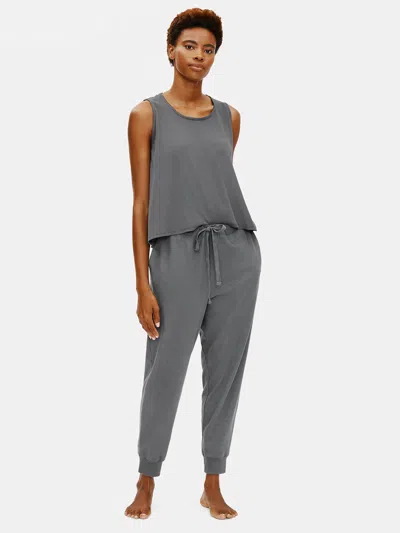 Eileen Fisher Organic Cotton Interlock Jogger Sleep Pant In Gray