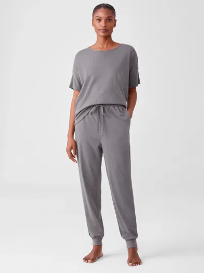 Eileen Fisher Organic Cotton Interlock Jogger Sleep Pant In Gray