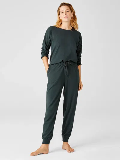 Eileen Fisher Organic Cotton Interlock Jogger Sleep Pant In Green