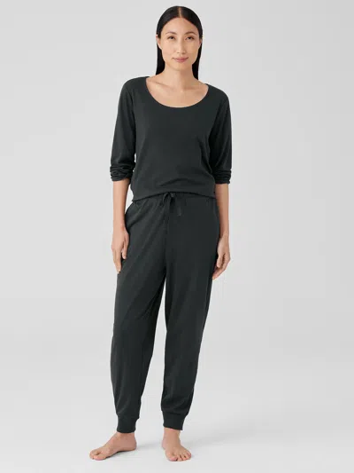 Eileen Fisher Organic Cotton Interlock Jogger Sleep Pant In Black