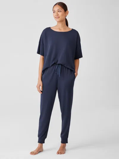 Eileen Fisher Organic Cotton Interlock Jogger Sleep Pant In Purple