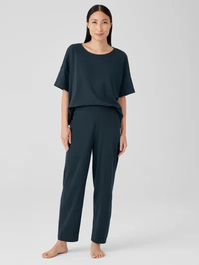 Eileen Fisher Organic Cotton Interlock Lantern Sleep Pant In Blue