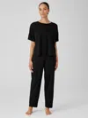 Eileen Fisher Organic Cotton Interlock Lantern Sleep Pant In Black