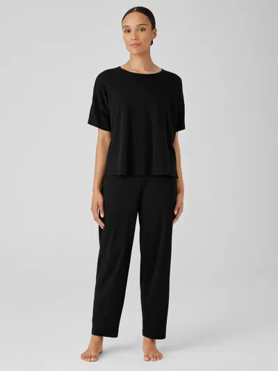 Eileen Fisher Organic Cotton Interlock Lantern Sleep Pant In Black