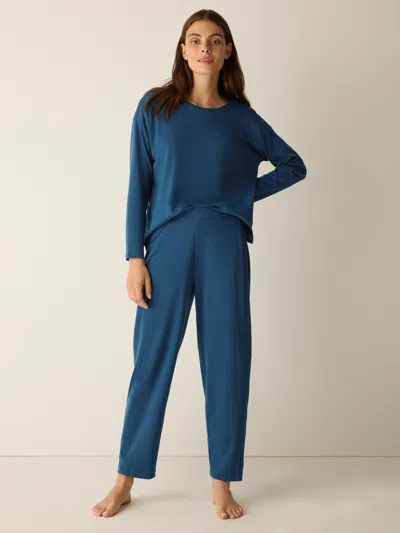 Eileen Fisher Organic Cotton Interlock Lantern Sleep Pant In Blue