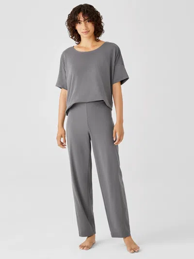 Eileen Fisher Organic Cotton Interlock Lantern Sleep Pant In Gray