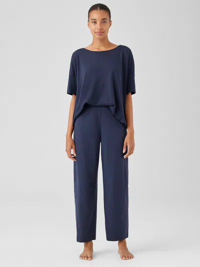 Eileen Fisher Organic Cotton Interlock Lantern Sleep Pant In Blue