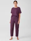 Eileen Fisher Organic Cotton Interlock Lantern Sleep Pant In Purple
