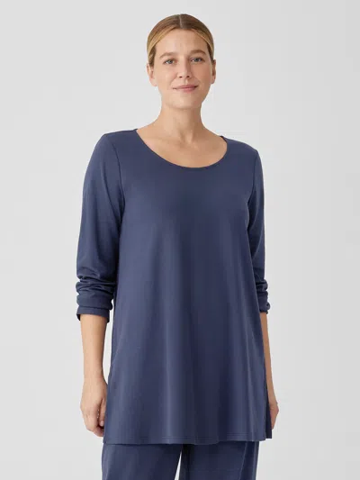 Eileen Fisher Organic Cotton Interlock Long Sleep Top In Multi