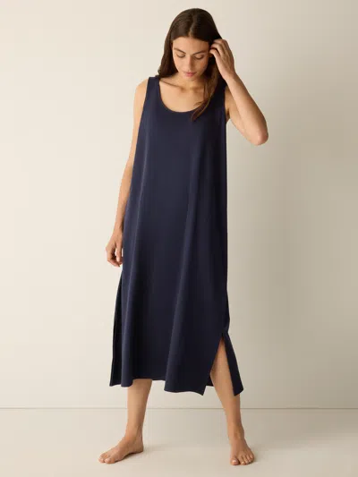 Eileen Fisher Organic Cotton Interlock Scoop Neck Sleep Dress In Blue