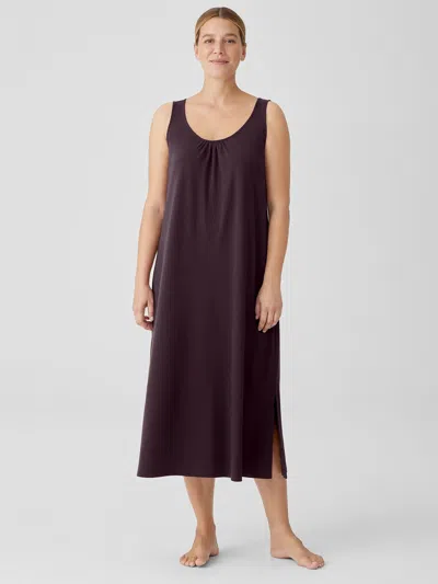 Eileen Fisher Organic Cotton Interlock Scoop Neck Sleep Dress In Burgundy