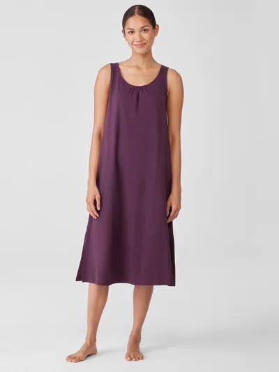 Eileen Fisher Organic Cotton Interlock Scoop Neck Sleep Dress In Burgundy