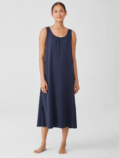Eileen Fisher Organic Cotton Interlock Scoop Neck Sleep Dress In Purple