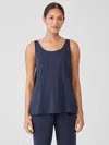 Eileen Fisher Organic Cotton Interlock Scoop Neck Sleep Tank In Blue