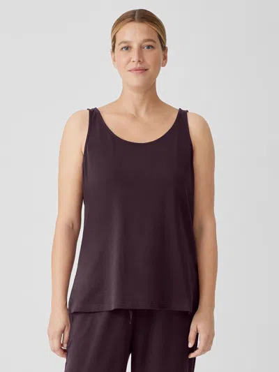 Eileen Fisher Organic Cotton Interlock Scoop Neck Sleep Tank In Purple