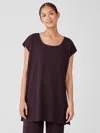 Eileen Fisher Organic Cotton Interlock Scoop Neck Sleep Tee In Brown