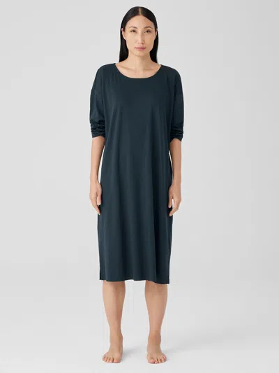 Eileen Fisher Organic Cotton Interlock Sleep Dress In Blue