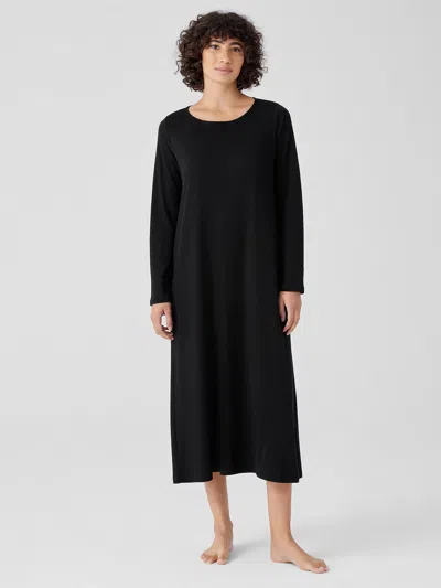 Eileen Fisher Organic Cotton Interlock Sleep Dress In Black