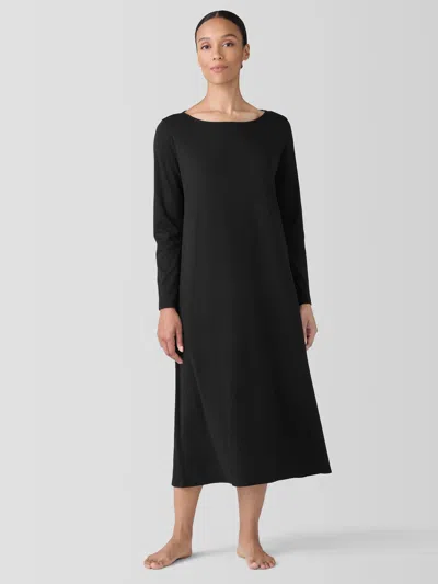 Eileen Fisher Organic Cotton Interlock Sleep Dress In Black