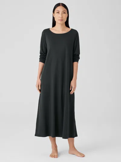 Eileen Fisher Organic Cotton Interlock Sleep Dress In Black