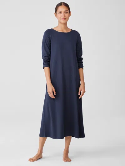 Eileen Fisher Organic Cotton Interlock Sleep Dress In Blue