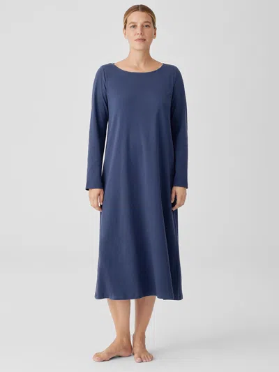 Eileen Fisher Organic Cotton Interlock Sleep Dress In Blue