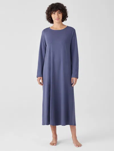 Eileen Fisher Organic Cotton Interlock Sleep Dress In Blue