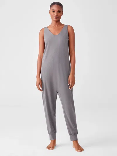 Eileen Fisher Organic Cotton Interlock Sleep Jumpsuit In Gray