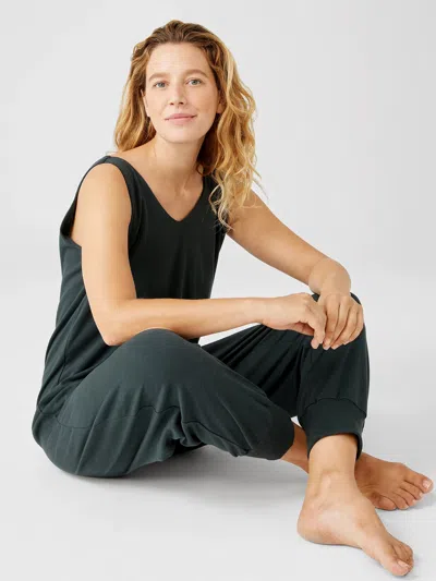 Eileen Fisher Organic Cotton Interlock Sleep Jumpsuit In Green