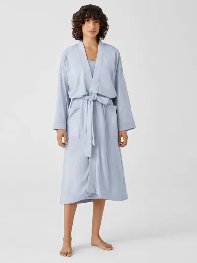 Eileen Fisher Organic Cotton Interlock Sleep Robe In Blue
