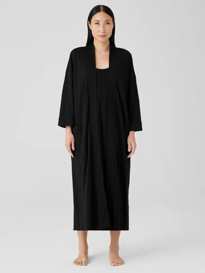 Eileen Fisher Organic Cotton Interlock Sleep Robe In Black