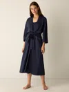 Eileen Fisher Organic Cotton Interlock Sleep Robe In Blue