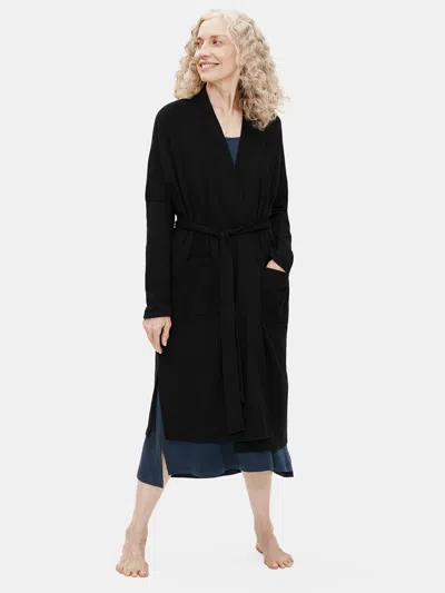 Eileen Fisher Organic Cotton Interlock Sleep Robe In Black