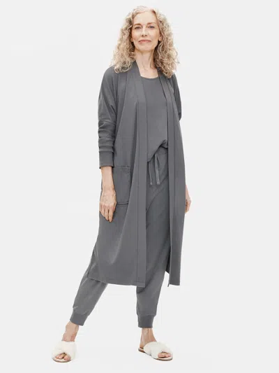 Eileen Fisher Organic Cotton Interlock Sleep Robe In Gray