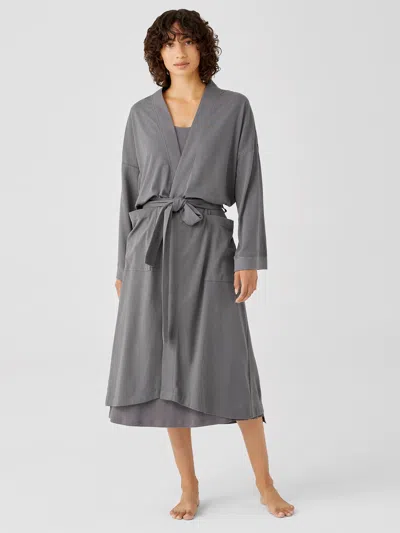 Eileen Fisher Organic Cotton Interlock Sleep Robe In Gray