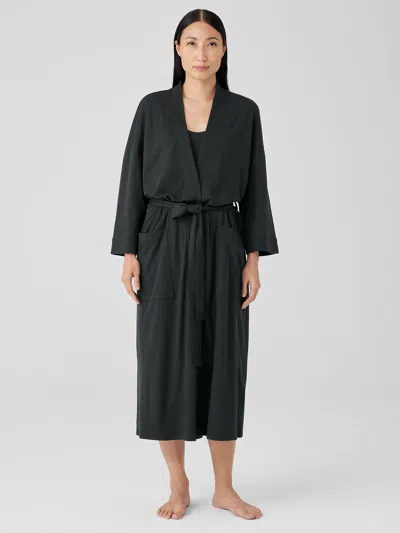 Eileen Fisher Organic Cotton Interlock Sleep Robe In Green