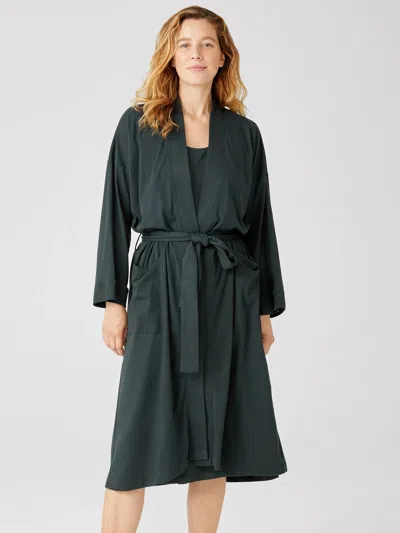 Eileen Fisher Organic Cotton Interlock Sleep Robe In Green