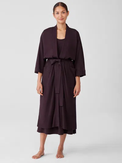 Eileen Fisher Organic Cotton Interlock Sleep Robe In Purple