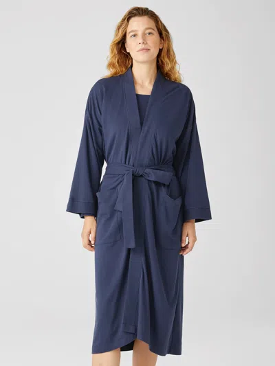 Eileen Fisher Organic Cotton Interlock Sleep Robe In Blue