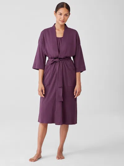 Eileen Fisher Organic Cotton Interlock Sleep Robe In Purple