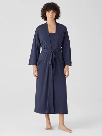 Eileen Fisher Organic Cotton Interlock Sleep Robe In Purple
