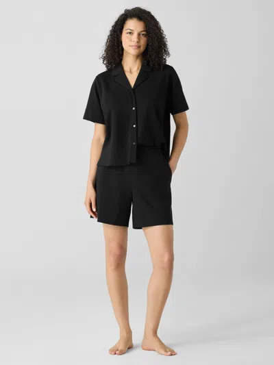 Eileen Fisher Organic Cotton Interlock Sleep Shorts In Black