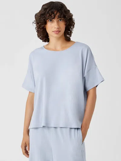 Eileen Fisher Organic Cotton Interlock Sleep Tee In Blue